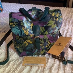 Patricia Nash Deep Blue Nature Vatoni Leather Small Backpack Crossbody bag NWT